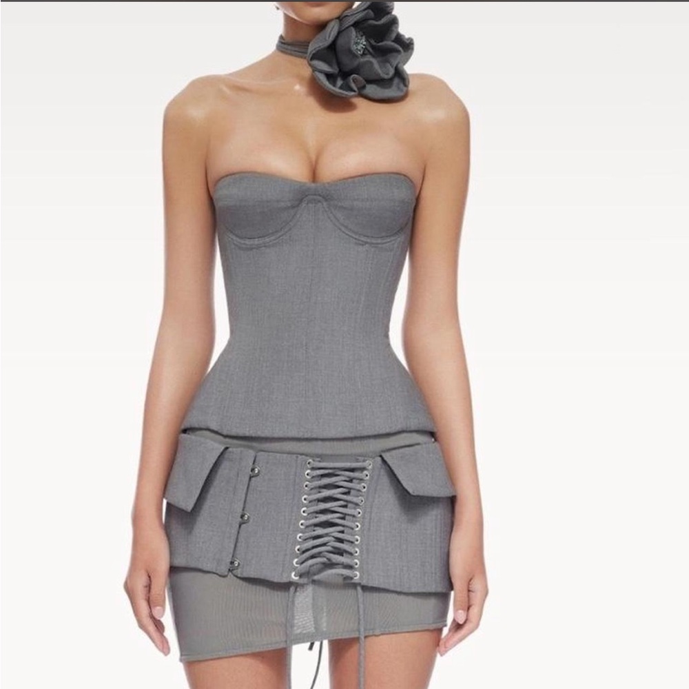 FANCI CLUB Gray Corset Outfit
